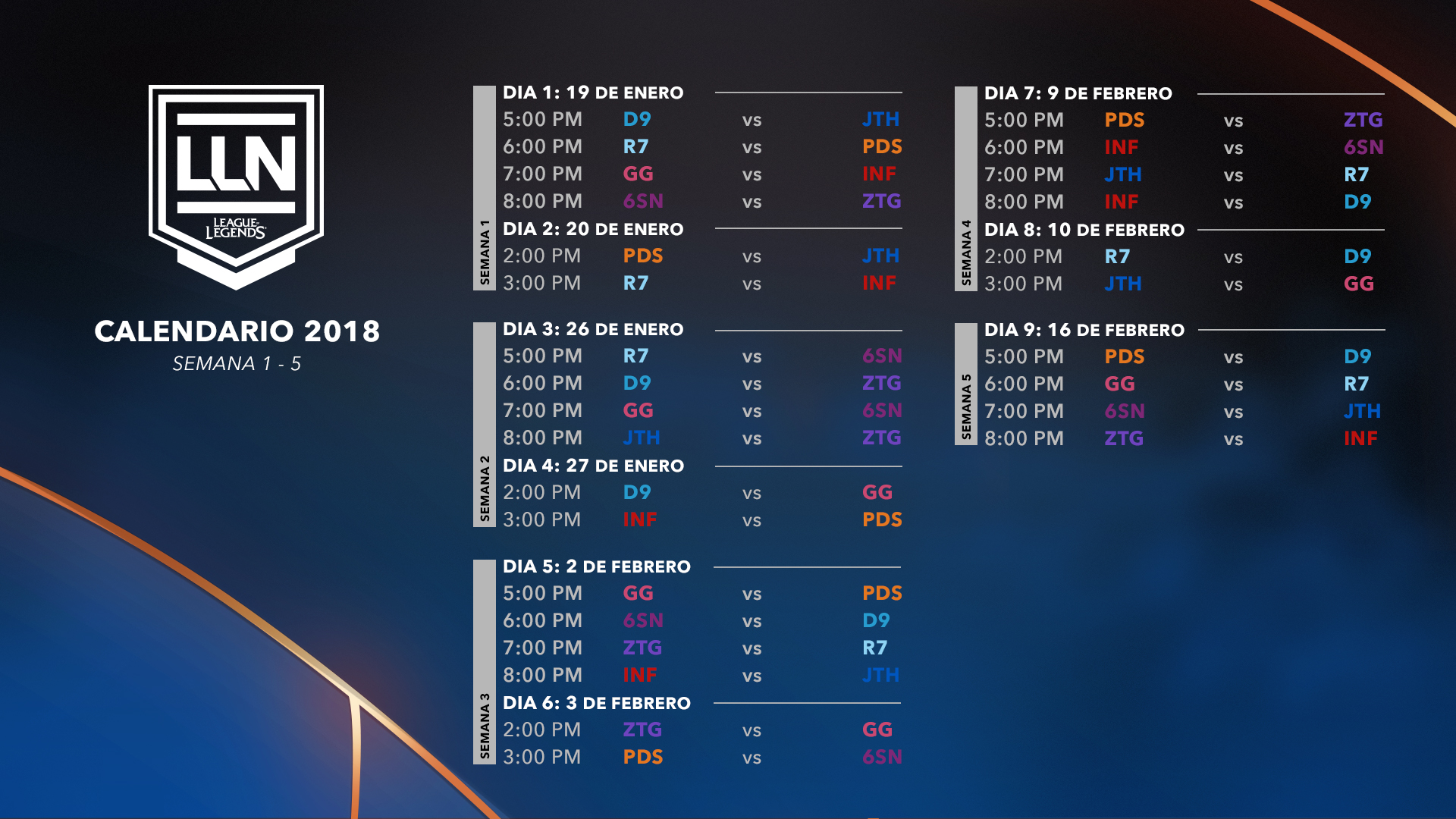 Calendario de enfrentamientos