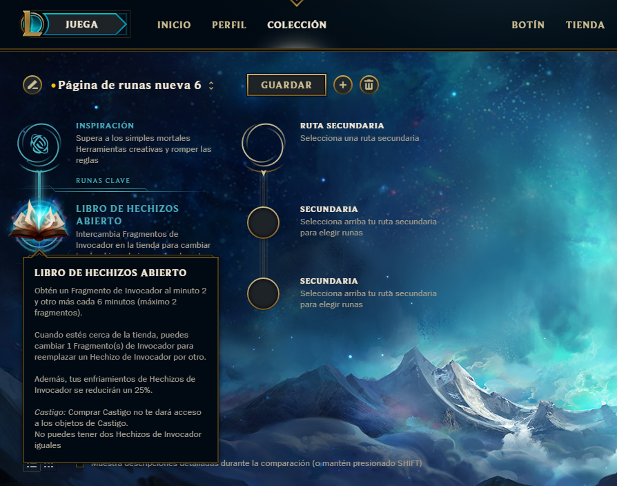 Estadísticas de la runa sin modificación