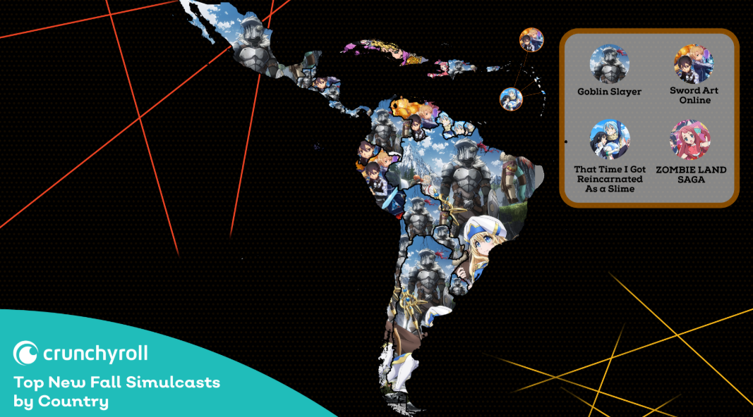 Gráfica de Crunchyroll mostrando a Sudamérica