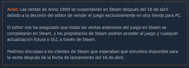 Advertencia en Steam