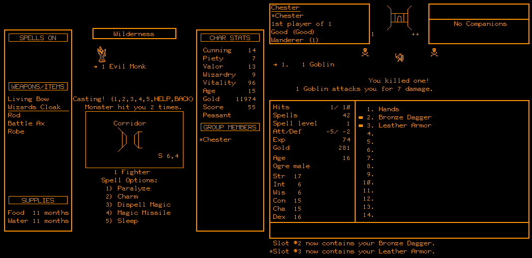 Escenas de combate de Moria (izquierda) y Avatar (derecha) (Imágenes: The CRPG Addict)