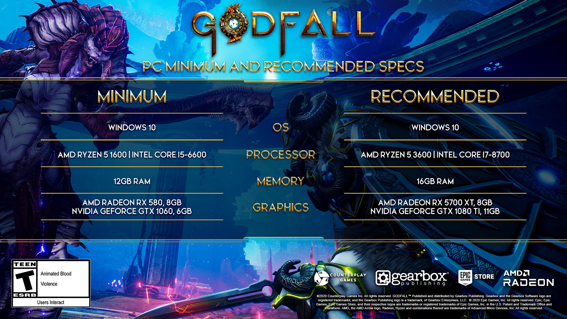 Especificaciones para jugar Godfall en PC (Imagen: Counterplay Games)