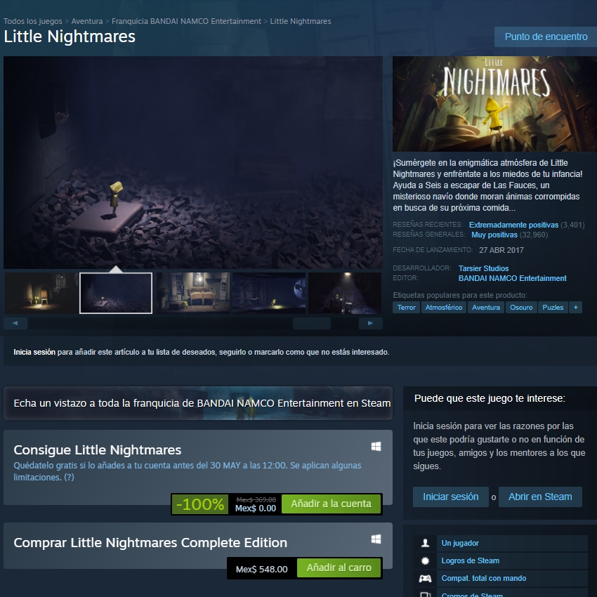 ¡Little Nightmares gratis!
