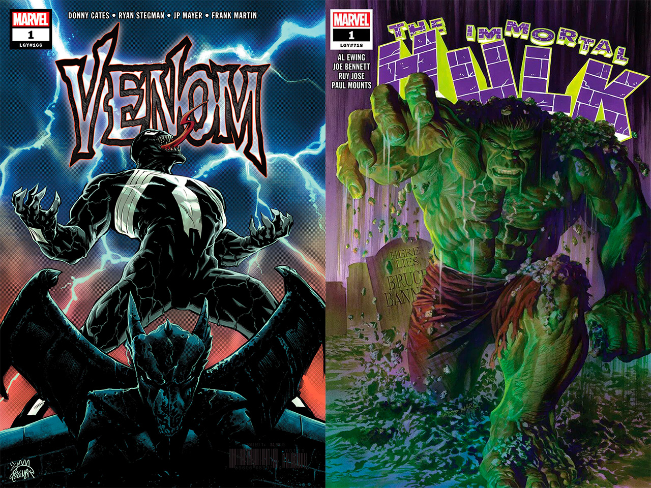 Venom (2018) de Donny Cates e Immortal Hulk (2018) de Al Ewing