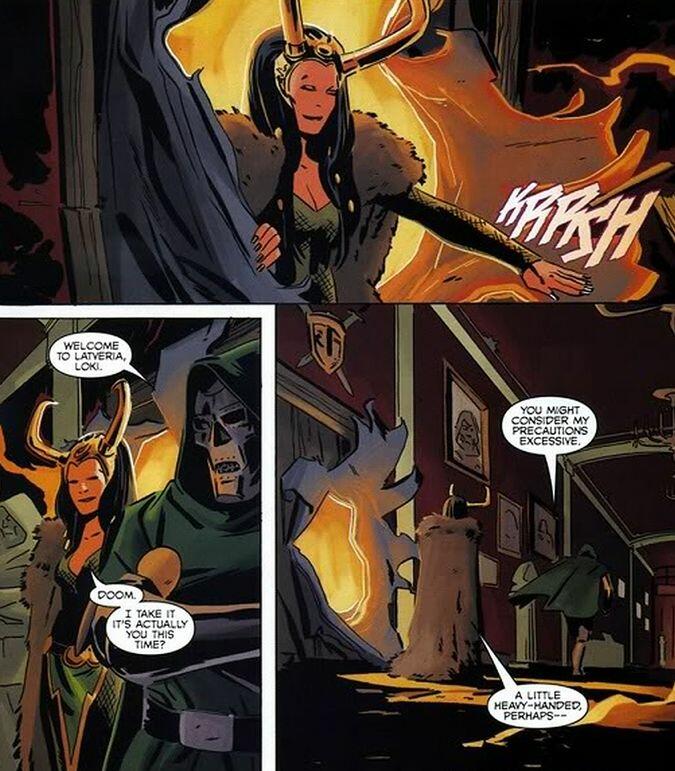 Lady Loki junto a Dr. Doom uniendo fuerzas para derrotar a los héroes de Marvel