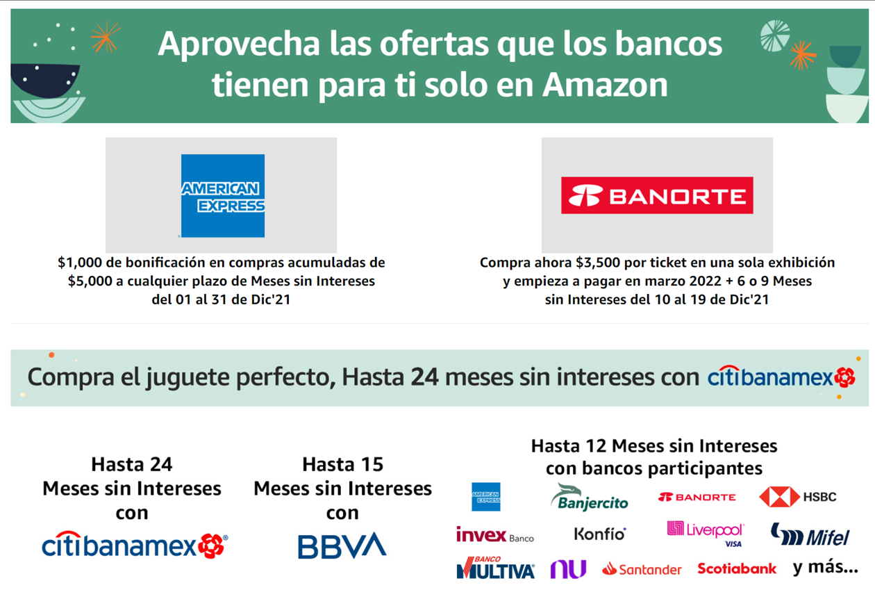 Las promociones bancarias de Amazon México