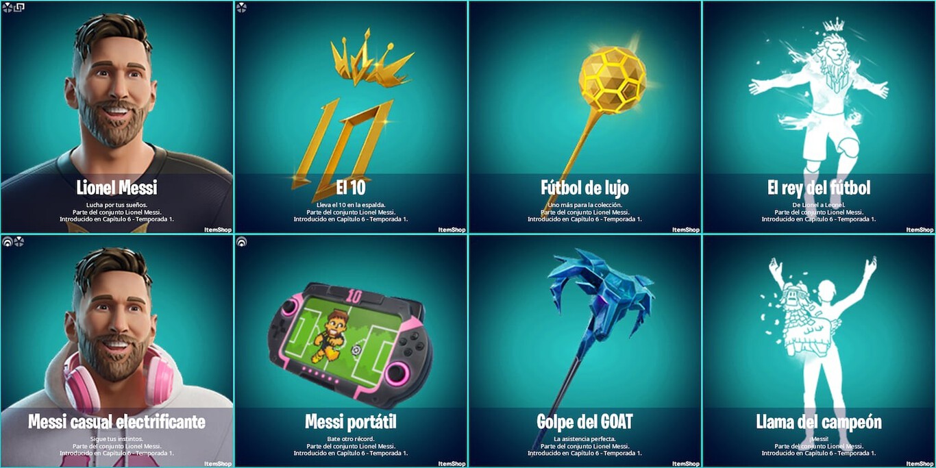 Así luce el contenido de Messi en Fortnite